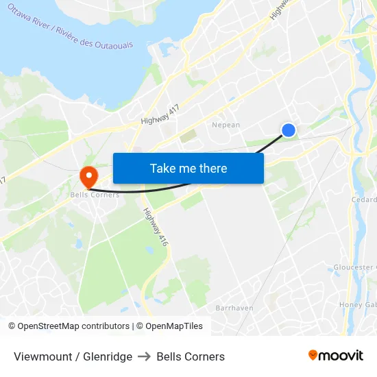 Viewmount / Glenridge to Bells Corners map