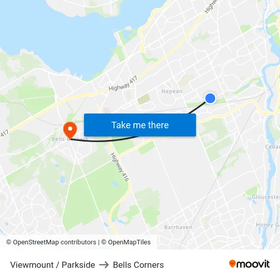 Viewmount / Parkside to Bells Corners map
