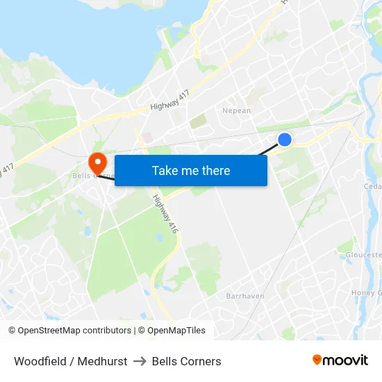 Woodfield / Medhurst to Bells Corners map