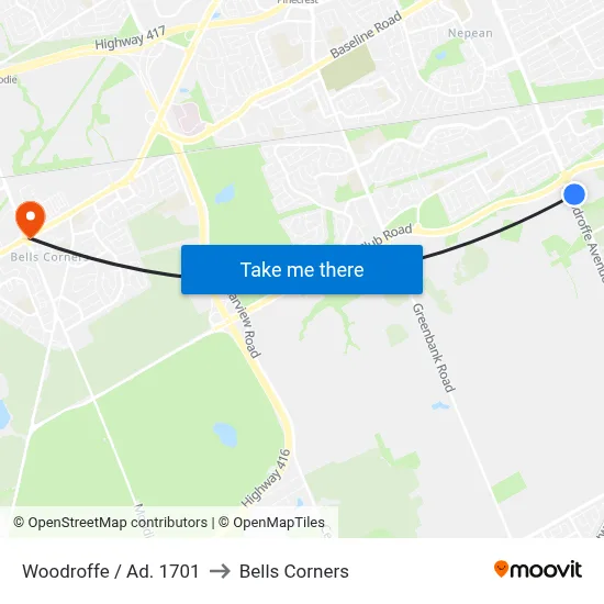 Woodroffe / Ad. 1701 to Bells Corners map