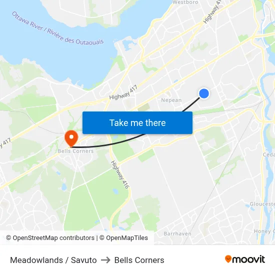 Meadowlands / Savuto to Bells Corners map