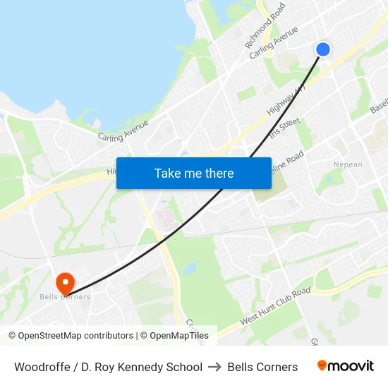 Woodroffe / D. Roy Kennedy School to Bells Corners map