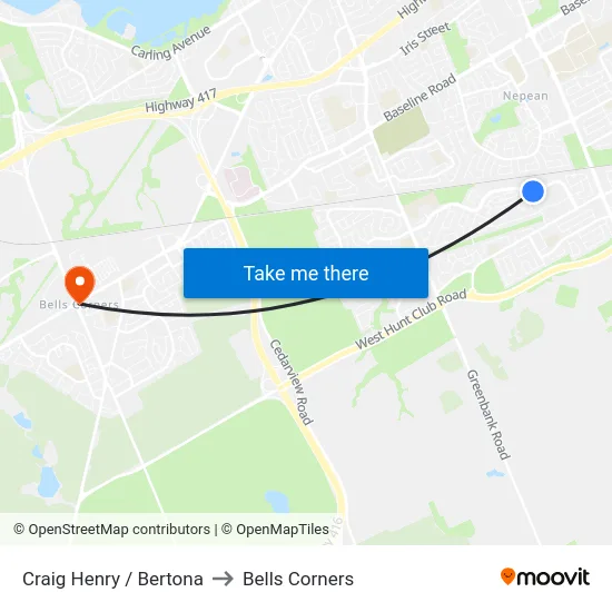 Craig Henry / Bertona to Bells Corners map
