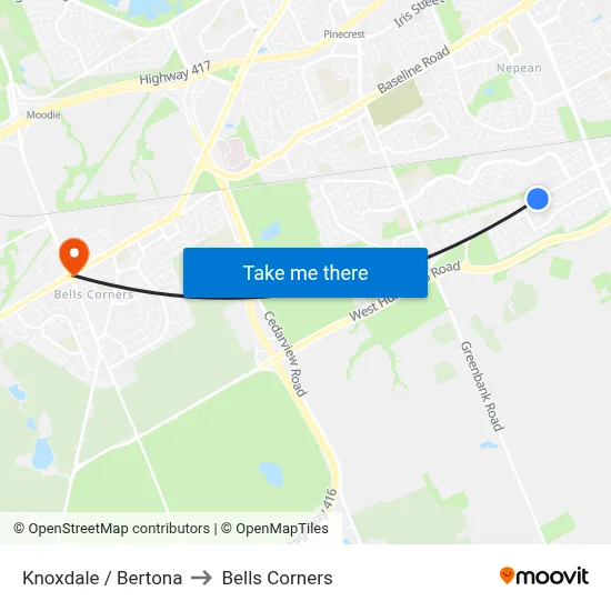 Knoxdale / Bertona to Bells Corners map