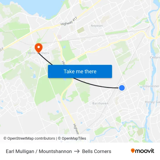 Earl Mulligan / Mountshannon to Bells Corners map
