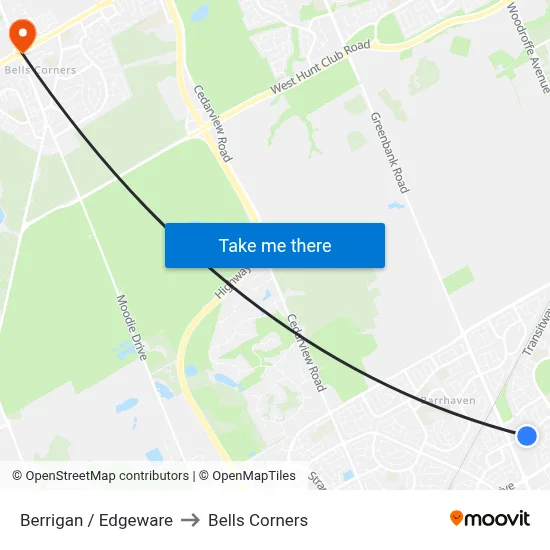 Berrigan / Edgeware to Bells Corners map
