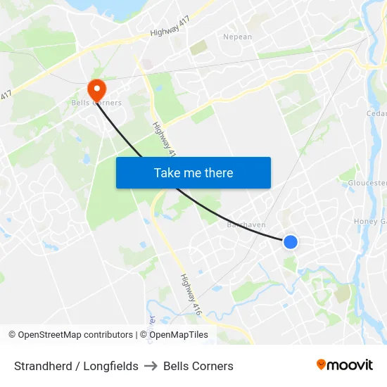 Strandherd / Longfields to Bells Corners map