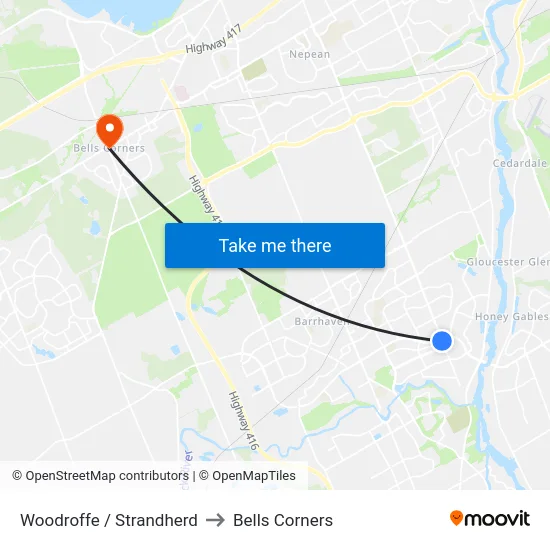 Woodroffe / Strandherd to Bells Corners map