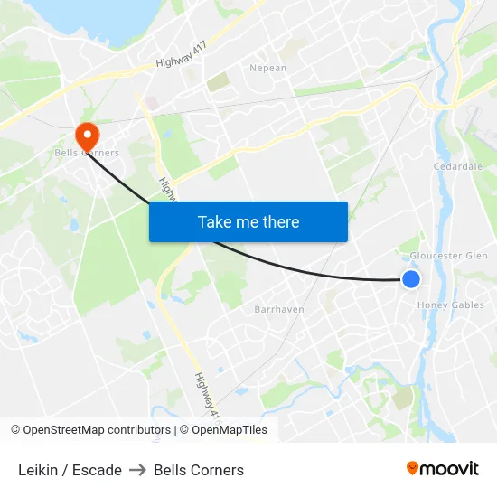 Leikin / Escade to Bells Corners map
