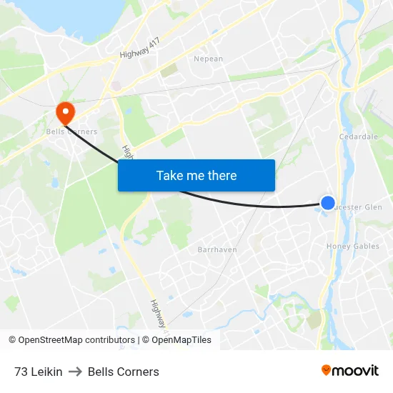73 Leikin to Bells Corners map