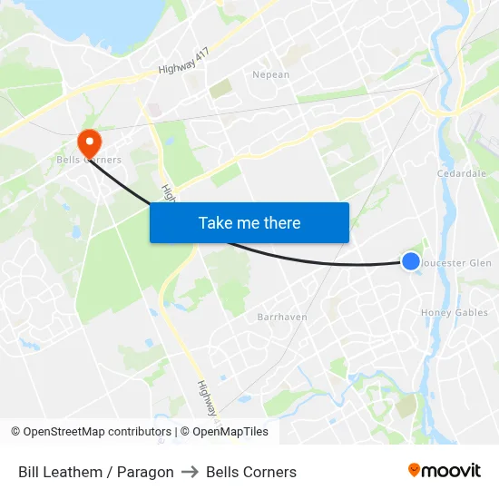 Bill Leathem / Paragon to Bells Corners map