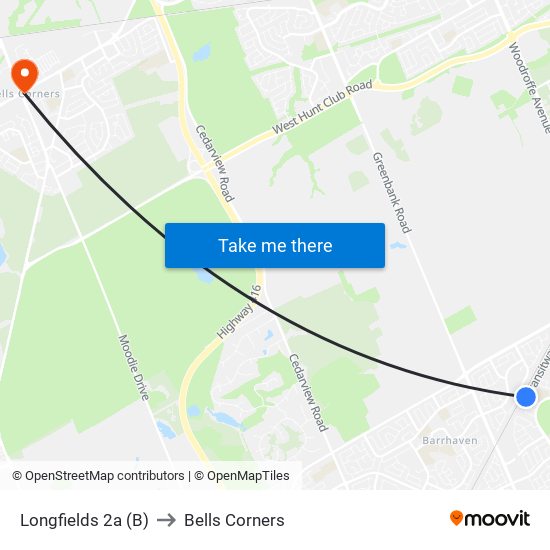 Longfields 2a (B) to Bells Corners map