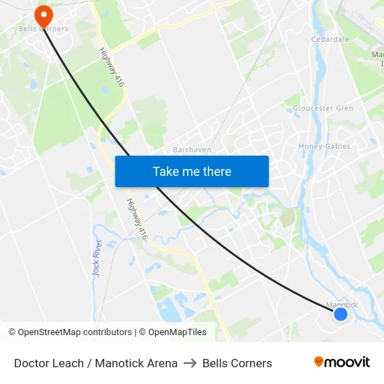 Doctor Leach / Manotick Arena to Bells Corners map