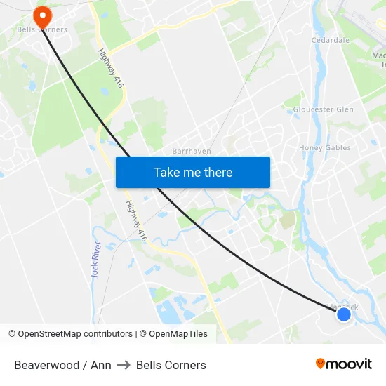 Beaverwood / Ann to Bells Corners map