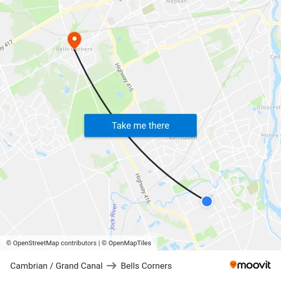 Cambrian / Grand Canal to Bells Corners map