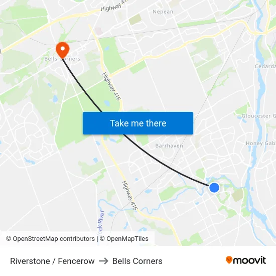 Riverstone / Fencerow to Bells Corners map