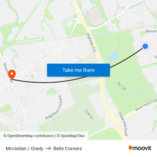 Mcclellan / Grady to Bells Corners map