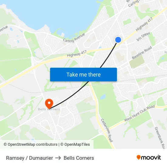 Ramsey / Dumaurier to Bells Corners map