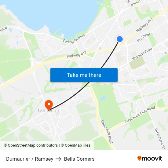 Dumaurier / Ramsey to Bells Corners map