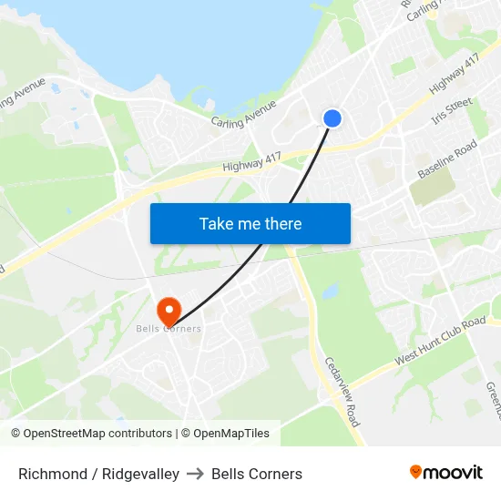 Richmond / Ridgevalley to Bells Corners map