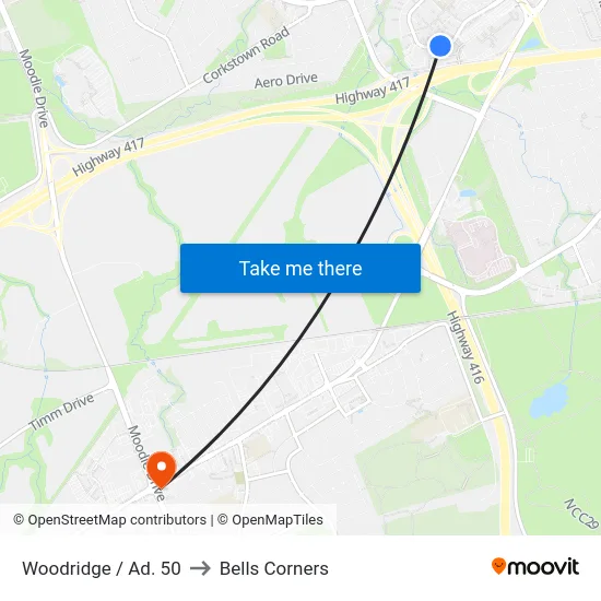 Woodridge / Ad. 50 to Bells Corners map