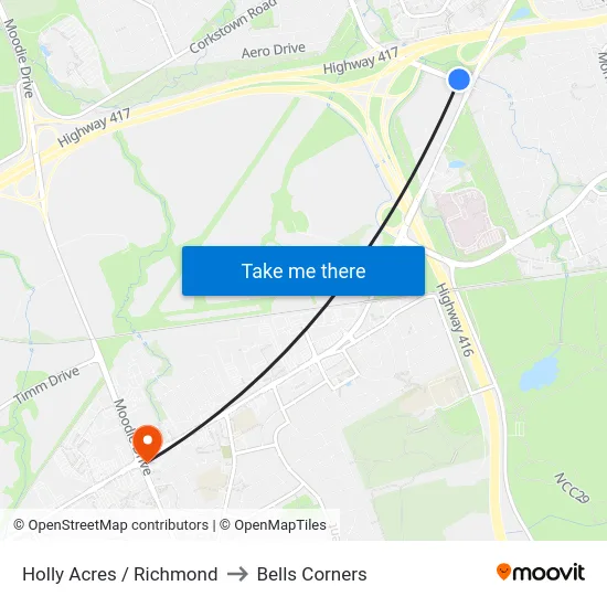 Holly Acres / Richmond to Bells Corners map