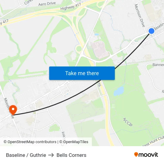 Baseline / Guthrie to Bells Corners map