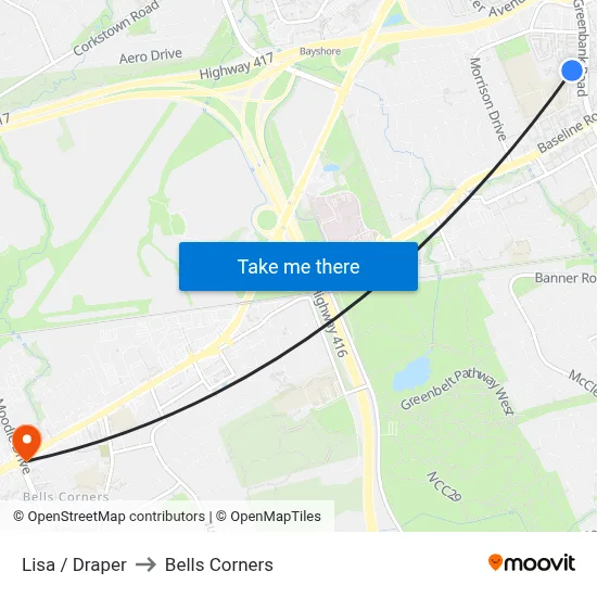 Lisa / Draper to Bells Corners map