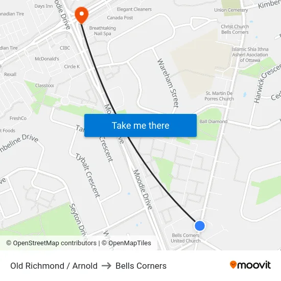 Old Richmond / Arnold to Bells Corners map
