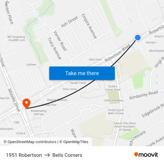 1951 Robertson to Bells Corners map