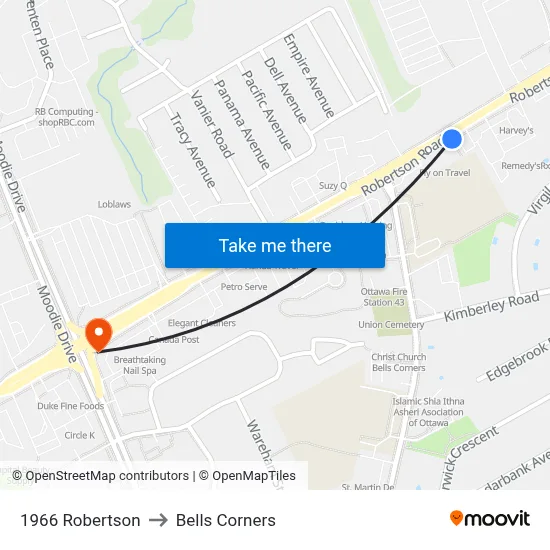 1966 Robertson to Bells Corners map