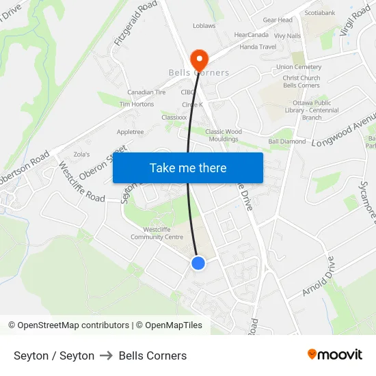 Seyton / Seyton to Bells Corners map