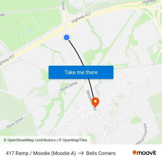 417  Ramp / Moodie (Moodie A) to Bells Corners map