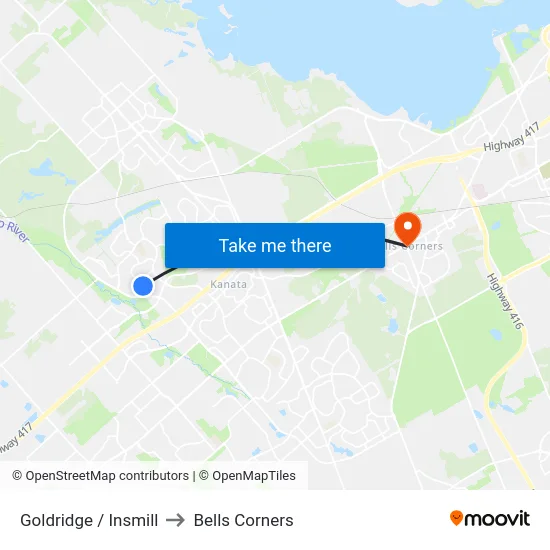 Goldridge / Insmill to Bells Corners map