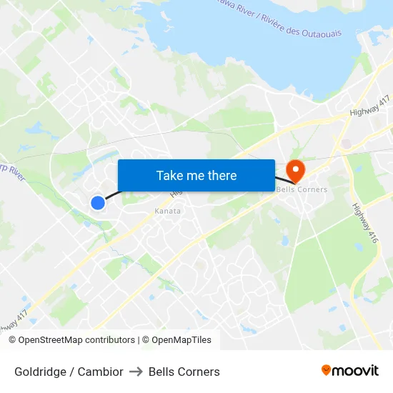 Goldridge / Cambior to Bells Corners map