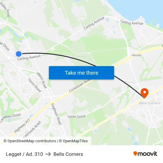 Legget / Ad. 310 to Bells Corners map