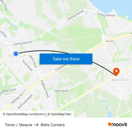 Teron / Steacie to Bells Corners map
