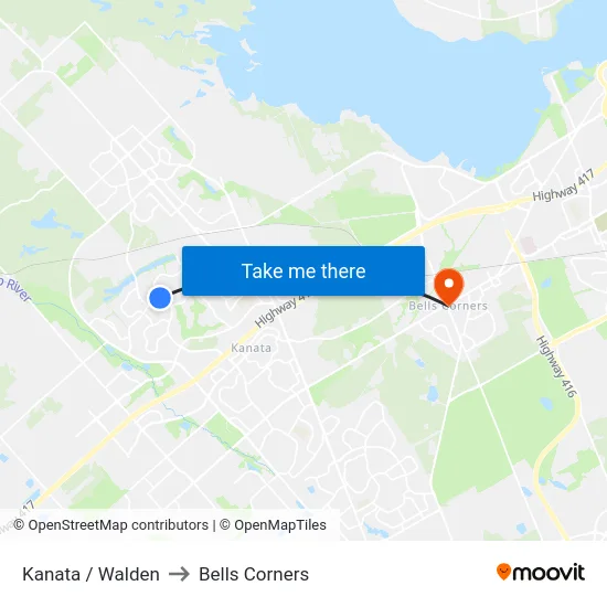 Kanata / Walden to Bells Corners map