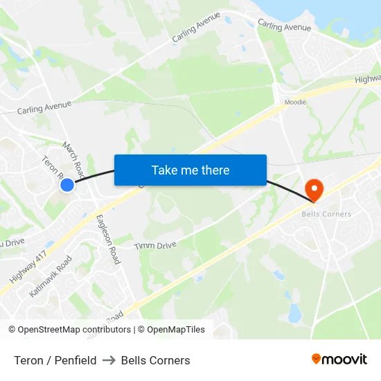 Teron / Penfield to Bells Corners map