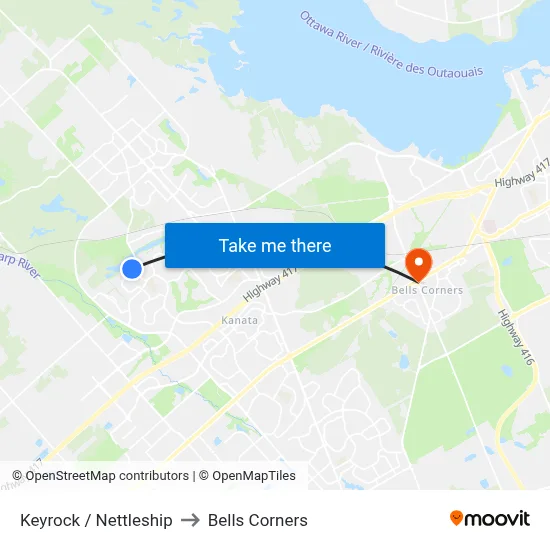 Keyrock / Nettleship to Bells Corners map