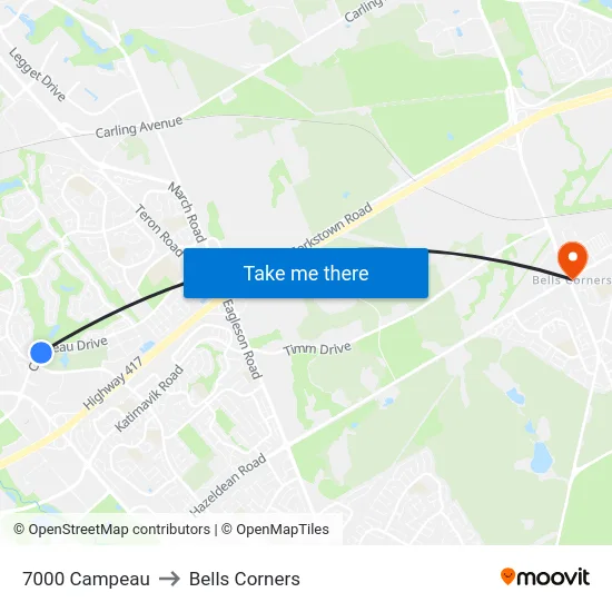 7000 Campeau to Bells Corners map