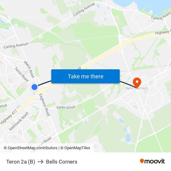 Teron 2a (B) to Bells Corners map