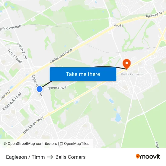 Eagleson / Timm to Bells Corners map