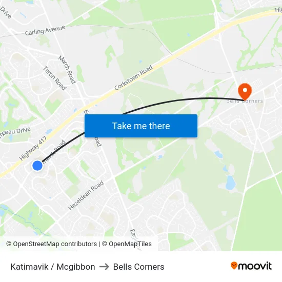 Katimavik / Mcgibbon to Bells Corners map