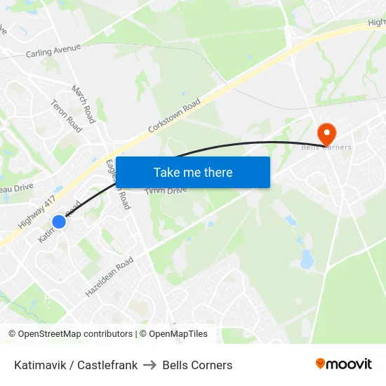 Katimavik / Castlefrank to Bells Corners map