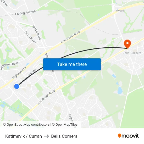 Katimavik / Curran to Bells Corners map