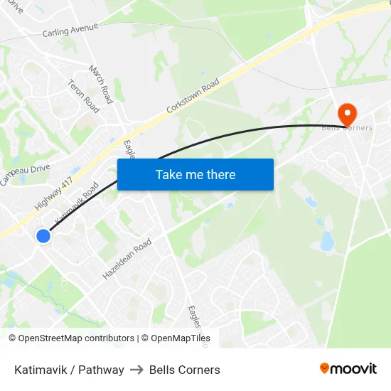Katimavik / Pathway to Bells Corners map
