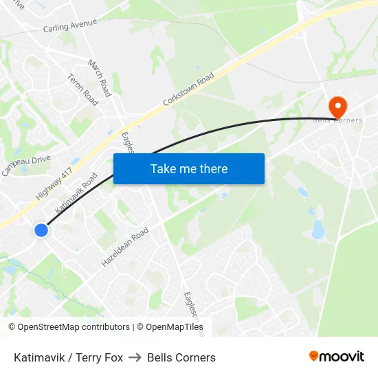 Katimavik / Terry Fox to Bells Corners map