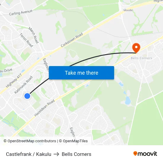 Castlefrank / Kakulu to Bells Corners map