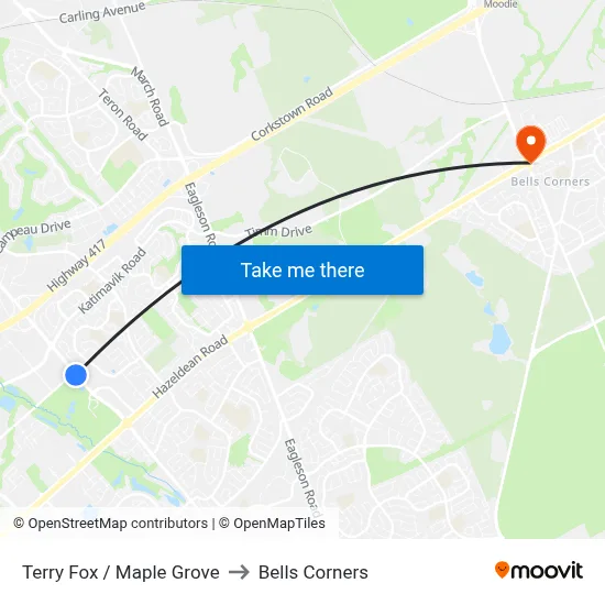 Terry Fox / Maple Grove to Bells Corners map